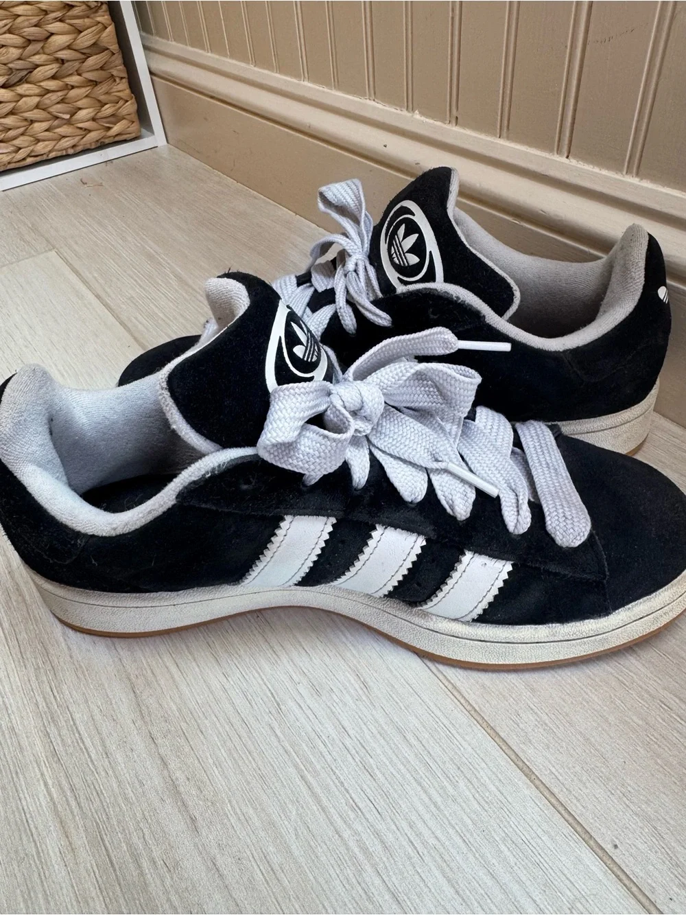 campus adidas women’s Black & White Suede Campus Sneakers